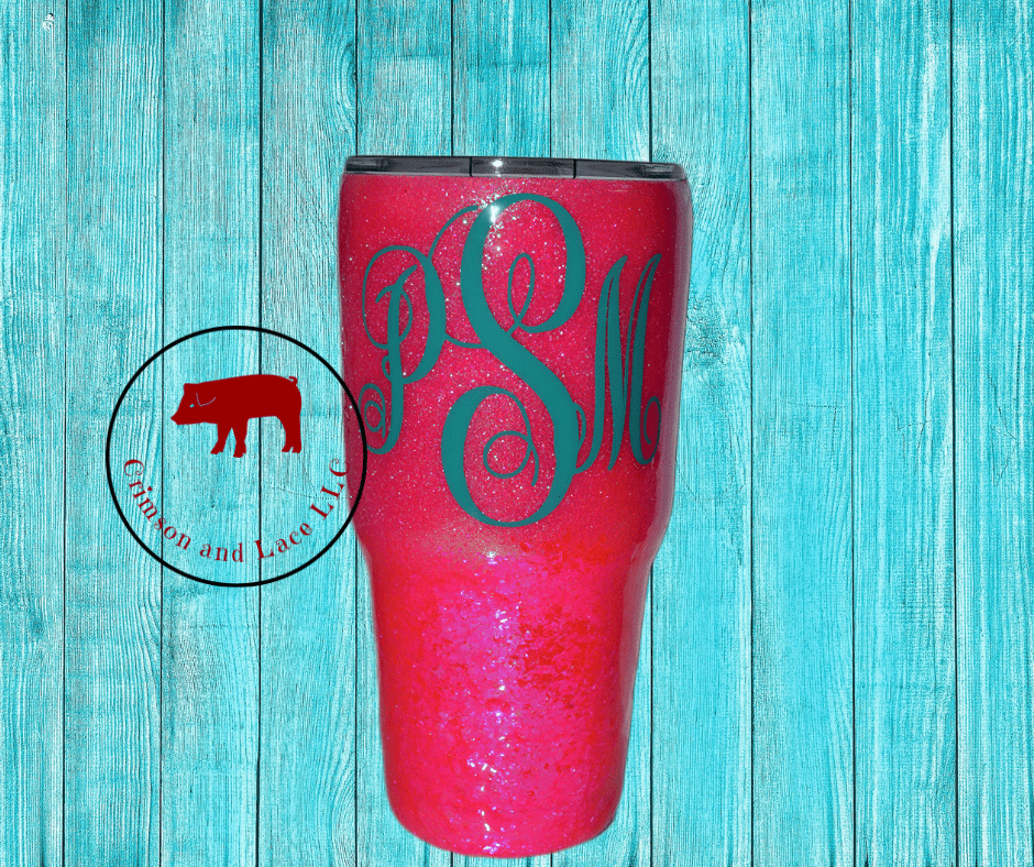 Hot Pink Glitter Tumbler - Crimson and Lace LLC