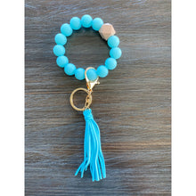 Load image into Gallery viewer, Blue Glow In The Dark Silicone Wristlet Keychain - Crimson and Lace LLC
