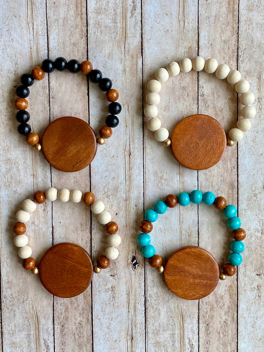 Wooden Beads Bracelet - Crimson and Lace LLC