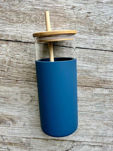 Glass Tumbler w/ Silicone Sleeve + Bamboo Lid/Straw - Crimson and Lace LLC