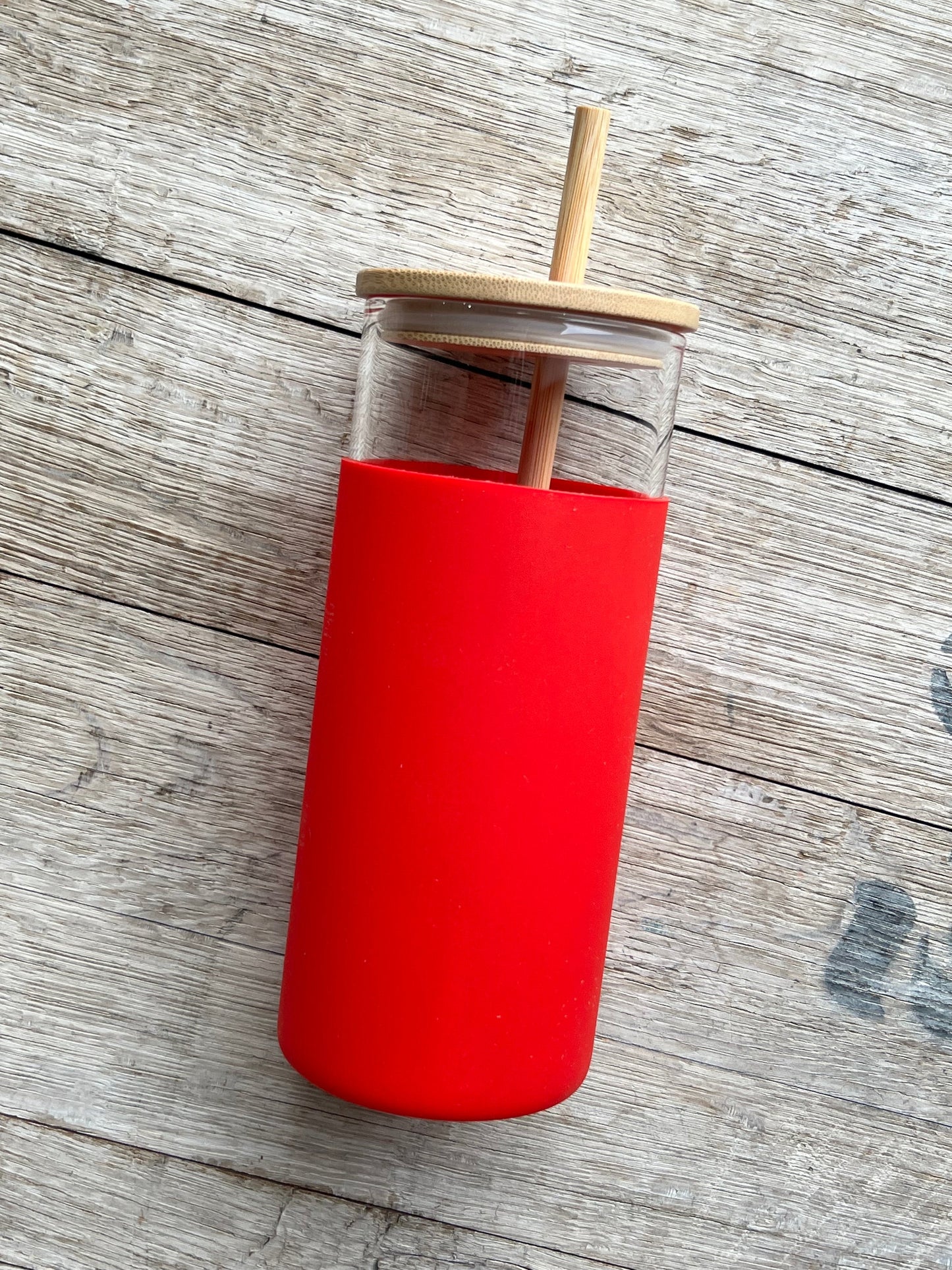 Glass Tumbler w/ Silicone Sleeve + Bamboo Lid/Straw - Crimson and Lace LLC