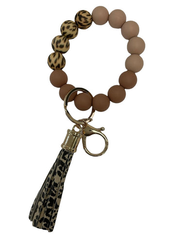 Leopard Brown Silicone Beads Wristlet - Crimson and Lace LLC