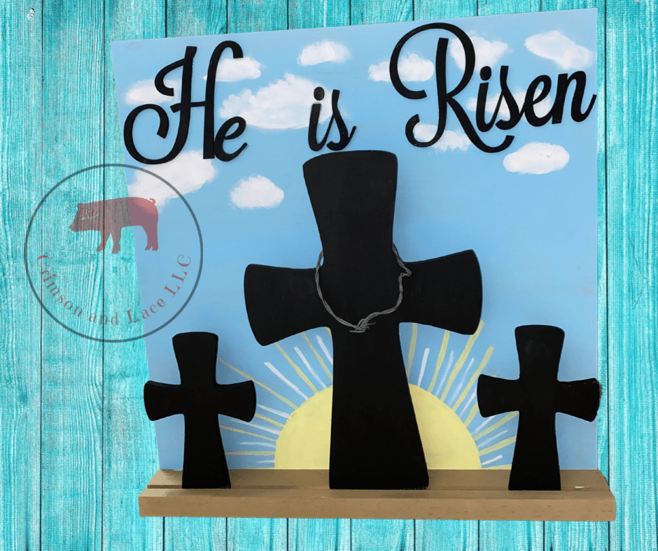 He Is Risen | Hand Painted Wood Set - Crimson and Lace LLC